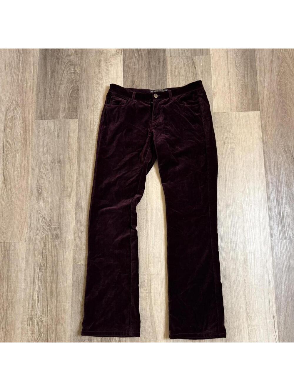 Ralph Lauren black label burgundy velvet trousers size 29 wide leg #luxury